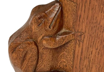 Arts & Crafts Wall Mirror with Hand-Carved Frogs by Kobus de Graaff, 1900s